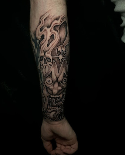 Explore monkey tattoo ideas, creative tattoo ideas in Eugene, available at High Priestess Piercing & Tattoo