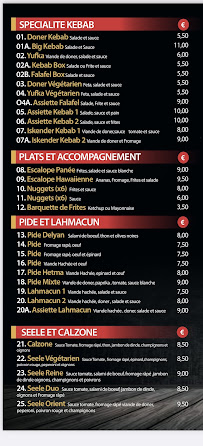 Menu / carte de O'new kebab DAS original (HALAL) à Mulhouse