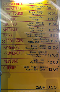 Menu / carte de Les Pizzas d’Adrien (Camion Bleu) à Saint-Mandé