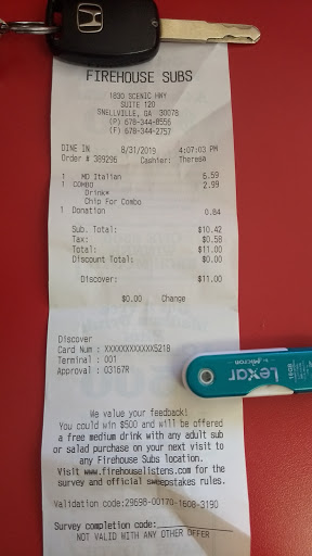 Sandwich Shop «Firehouse Subs», reviews and photos, 1830 Scenic Hwy S, Snellville, GA 30078, USA