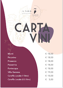 Carte du Ristorante Il Faro à Tortoreto Lido