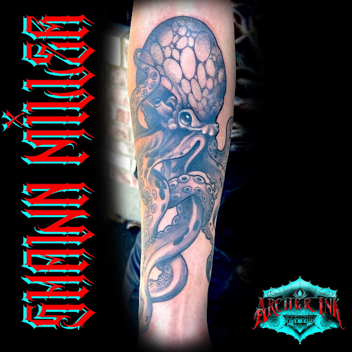 Explore dog sleeve tattoo ideas, creative tattoo ideas in Lockport, available at Archer Ink Tattoo