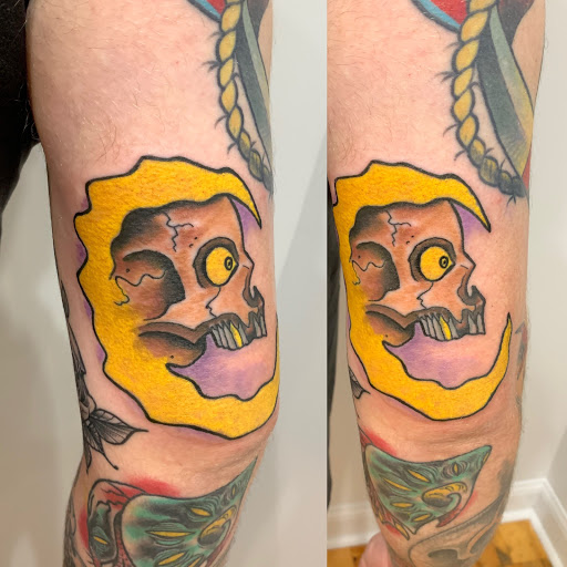 Explore biblical hellscape sleeve tattoo ideas, creative tattoo ideas in Kansas City, available at Golden Stag Tattoo and Gallery