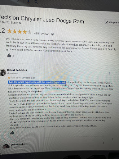 Car Dealer «Precision Chrysler Jeep Dodge Ram», reviews and photos, 1341 NJ-23, Butler, NJ 07405, USA