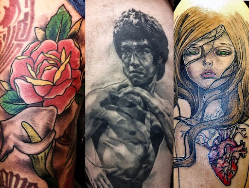 Explore pectoral tattoo ideas, creative tattoo ideas in Ocala, available at Lucky Bucks Tattoo Piercing Studio (APPT BASED)