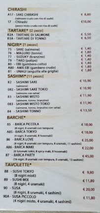Carte du Sushi Tokio à Ferrara