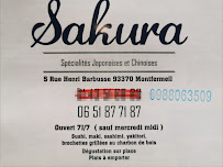 Restaurant Sakura à Montfermeil (le menu)