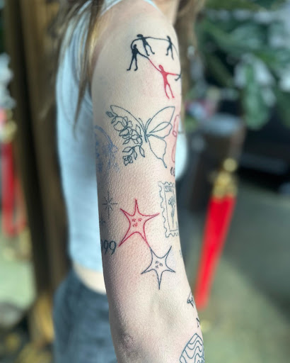 Explore chandelier tattoo ideas, creative tattoo ideas in Belgrade, available at The Loyal Sparrow Tattoo and Piercing