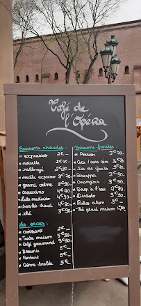 Restaurant Café de l'Opéra à Strasbourg (le menu)