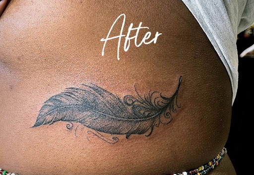 Explore female lion tattoo ideas, creative tattoo ideas in Houston, available at 333 Tattoo Studio HTX