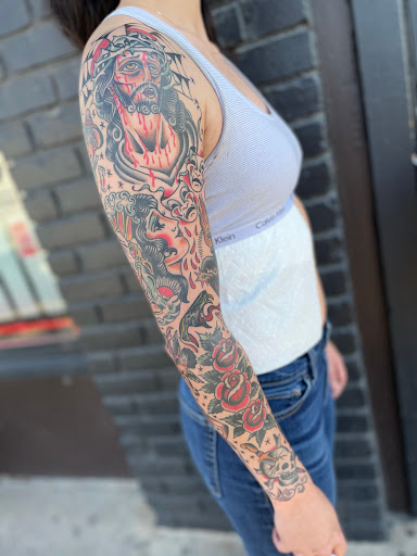 Explore leg sleeve tattoo ideas men, creative tattoo ideas in Lewiston, available at Big time tattoo