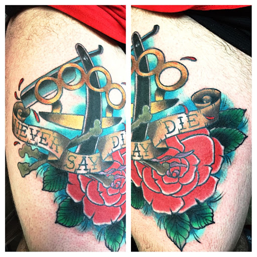 Explore music tattoo ideas, creative tattoo ideas in Youngstown, available at BAREKNUCKLE TATTOO & BARBERSHOP