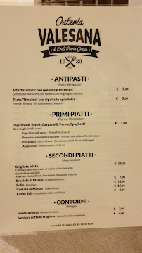 Menu du Osteria Valesana à Lazise