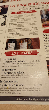 Carte du La Brasserie Marocaine à Carhaix-Plouguer