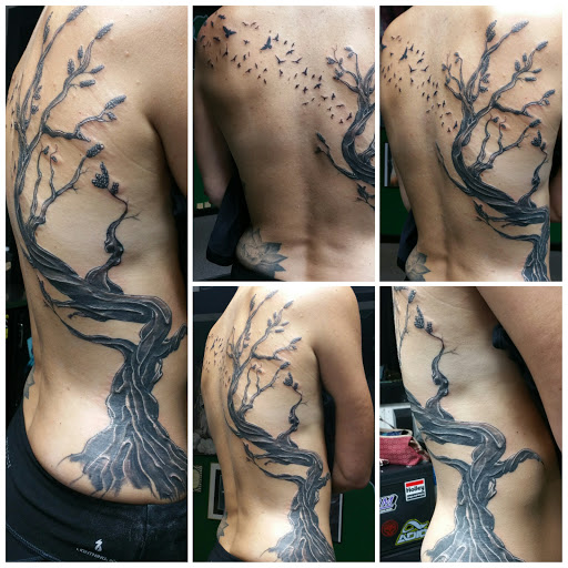 Explore pink panther tattoo ideas, creative tattoo ideas in Beverly Hills, available at R-N-R Custom Tattoos