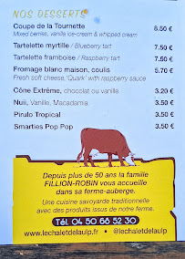 Menu du Restaurant Le Chalet De L'Aulp à Talloires-Montmin