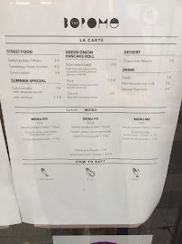 Bopome à Paris menu