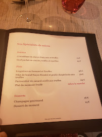 Truffes Folies à Paris menu