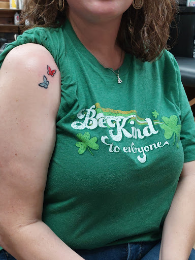 Explore guy shoulder tattoo ideas, creative tattoo ideas in Dayton, available at 33 Lions Tattoo