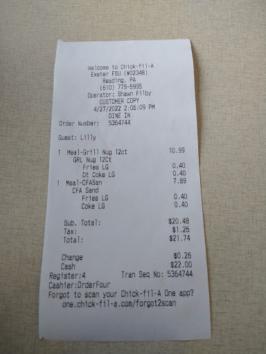 Fast Food Restaurant «Chick-fil-A», reviews and photos, 4675 Perkiomen Ave, Reading, PA 19606, USA