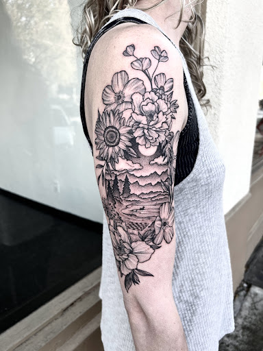 Explore yorkie tattoo ideas, creative tattoo ideas in Savannah, available at tattoos by delan