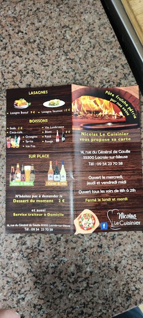 Nicolas le cuisinier | Pizzeria 55300 Lacroix-sur-Meuse