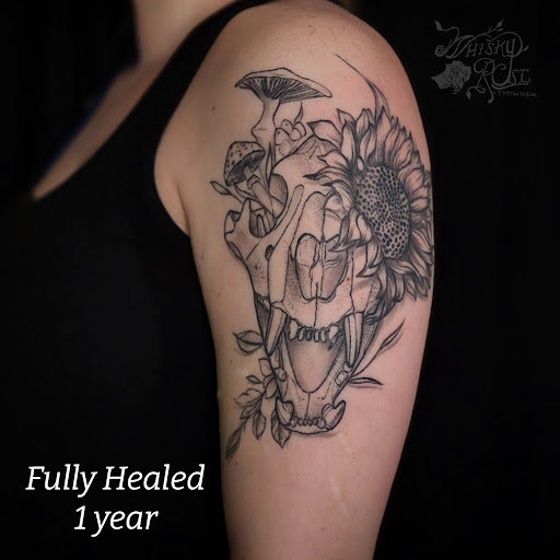 Explore religious sleeve tattoo ideas, creative tattoo ideas in Minocqua, available at Whisky Rose Tattoo Parlor