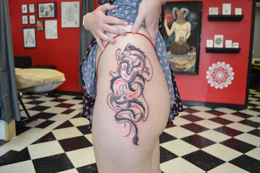 Explore cute booty tattoo ideas, creative tattoo ideas in Fairmont, available at Sleazy Studios