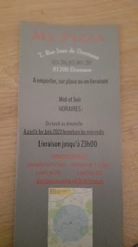 Carte du MY PIZZA à Dormans