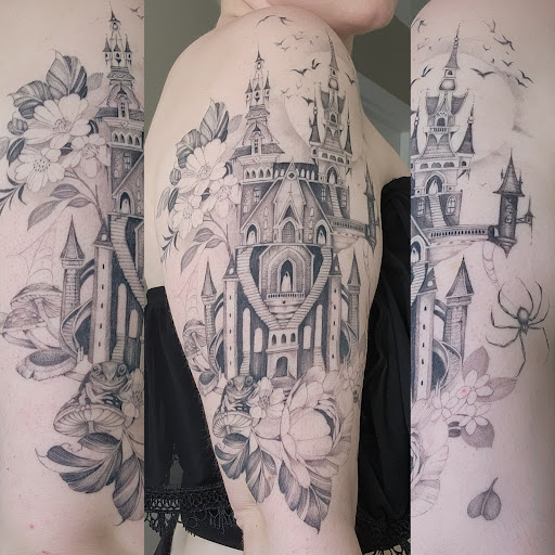 Explore tattoo ideas on leg for men, creative tattoo ideas in Portland, available at Midnight Tattoo