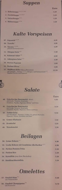 Restaurant Zorbas à Miltenberg carte