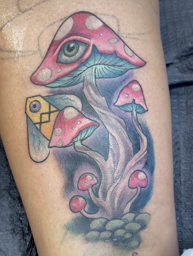 Explore back of leg tattoo ideas, creative tattoo ideas in Abilene, available at Sacred Art