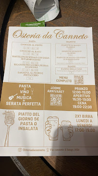 Menu / carte de Osteria Da Canneto à Genoa