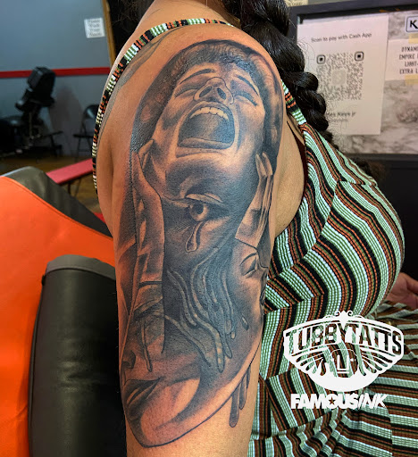 Explore mens neck tattoo ideas, creative tattoo ideas in Hammond, available at Famous Ink, Inc.