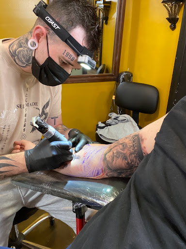 Explore ice hockey tattoo ideas, creative tattoo ideas in Asbury Park, available at Old Glory Tattoo Co.