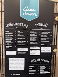 Menu / carte de Casa Sansa à Perpignan