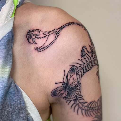 Explore tattoo ideas for the chest, creative tattoo ideas in Fort Collins, available at Meadowlark Tattoo