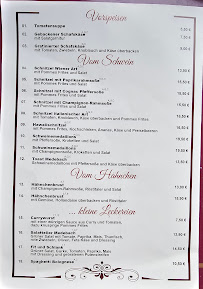 Menu du Jösters Gasthaus à Medebach