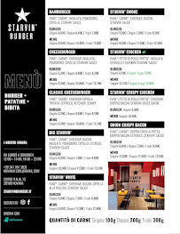 Menu du Starvin' Burger à Novara