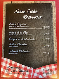 Menu du Restaurant le Saint Martin à Saint-Vincent-Bragny