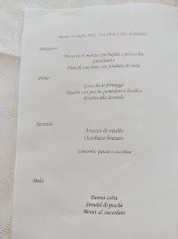 Menu / carte de La Piola del Barbon à Manta