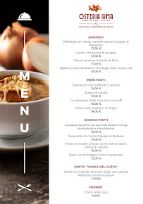 Osteria Irma à Varese carte