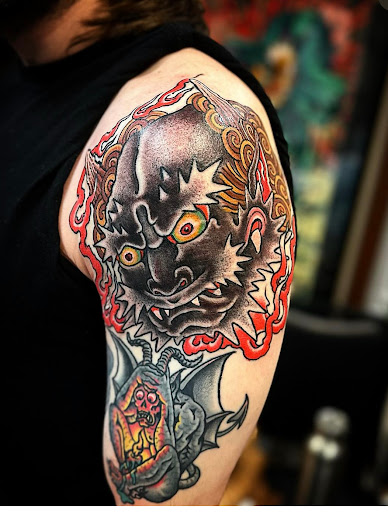 Explore bee tattoo ideas for guys, creative tattoo ideas in Tulsa, available at Dire Wolf Tattoo