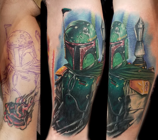 Explore jesus tattoo sleeve ideas, creative tattoo ideas in Miamisburg, available at Blue Byrd Tattoo