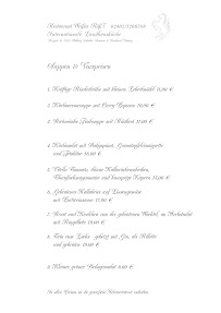 Menu / carte de Restaurant Weißes Rößl - Stolberg à Stolberg (Rhineland)