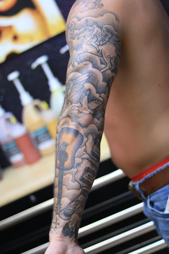 Explore disc golf tattoo ideas, creative tattoo ideas in Saint Petersburg, available at Lucky You Tattoo