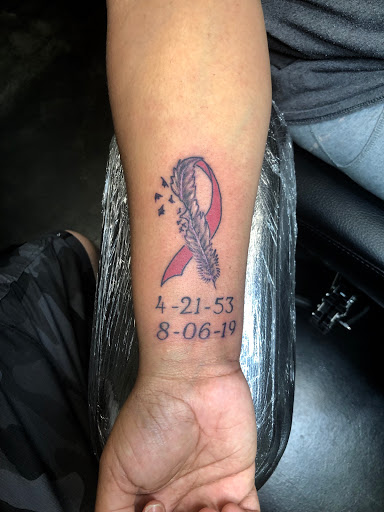 Explore tattoo of husband's name ideas, creative tattoo ideas in Meridian, available at Creative Pain Tattoo Studio