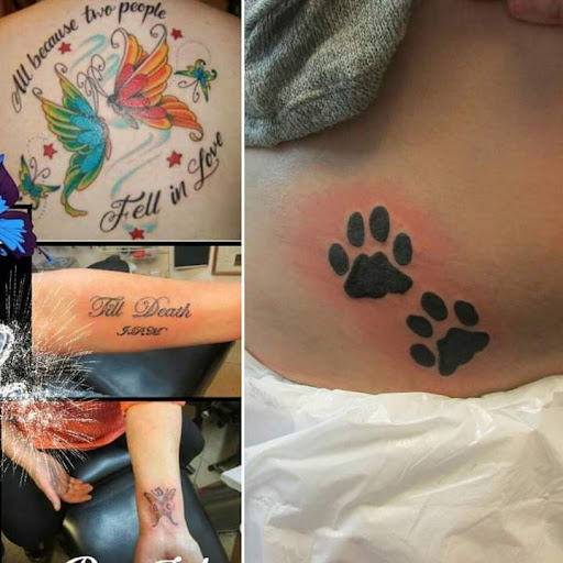 Explore two face tattoo ideas, creative tattoo ideas in Elko, available at Tom Custom Tattoos and Body Piercing Studio
