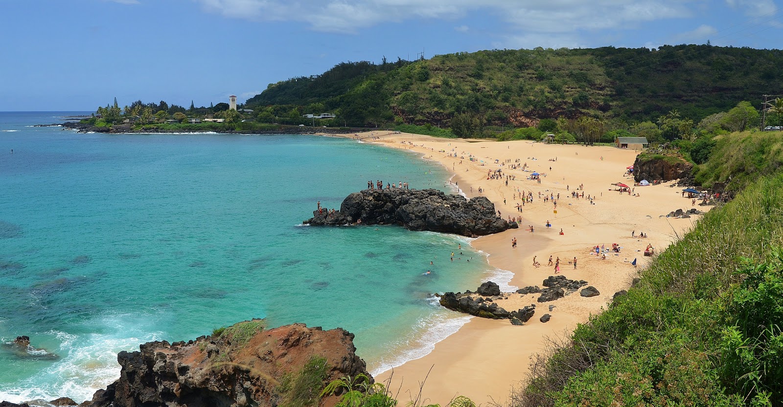 Foto de Waimea Beach com areia bege superfície