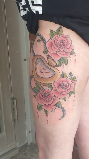 Explore mens color sleeve tattoo ideas, creative tattoo ideas in Shelby, available at Thistle and Oak Tattoo Studio